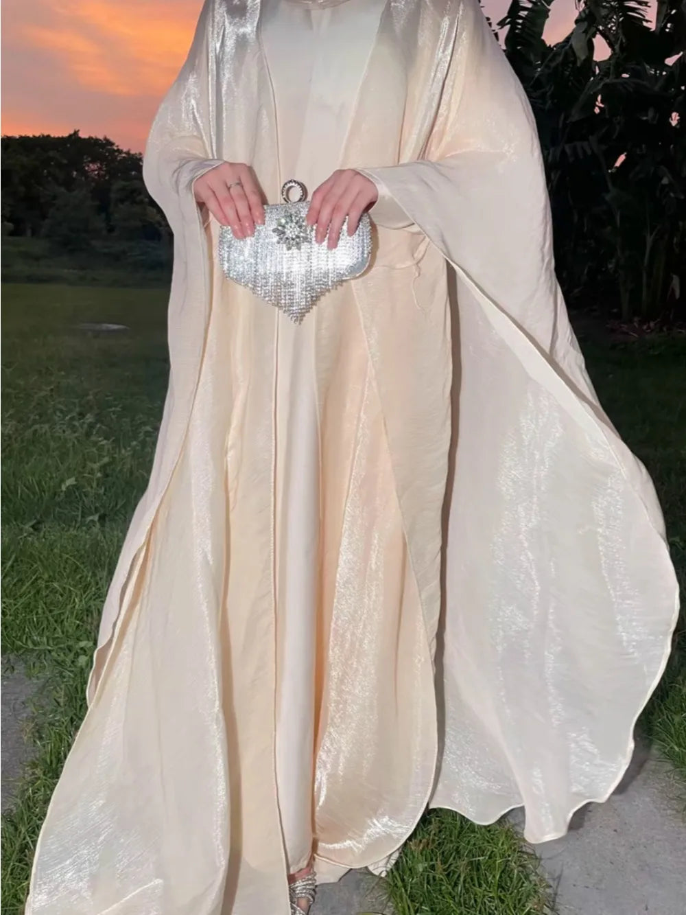 Dress 2 Piece Set Arab Open Abayas