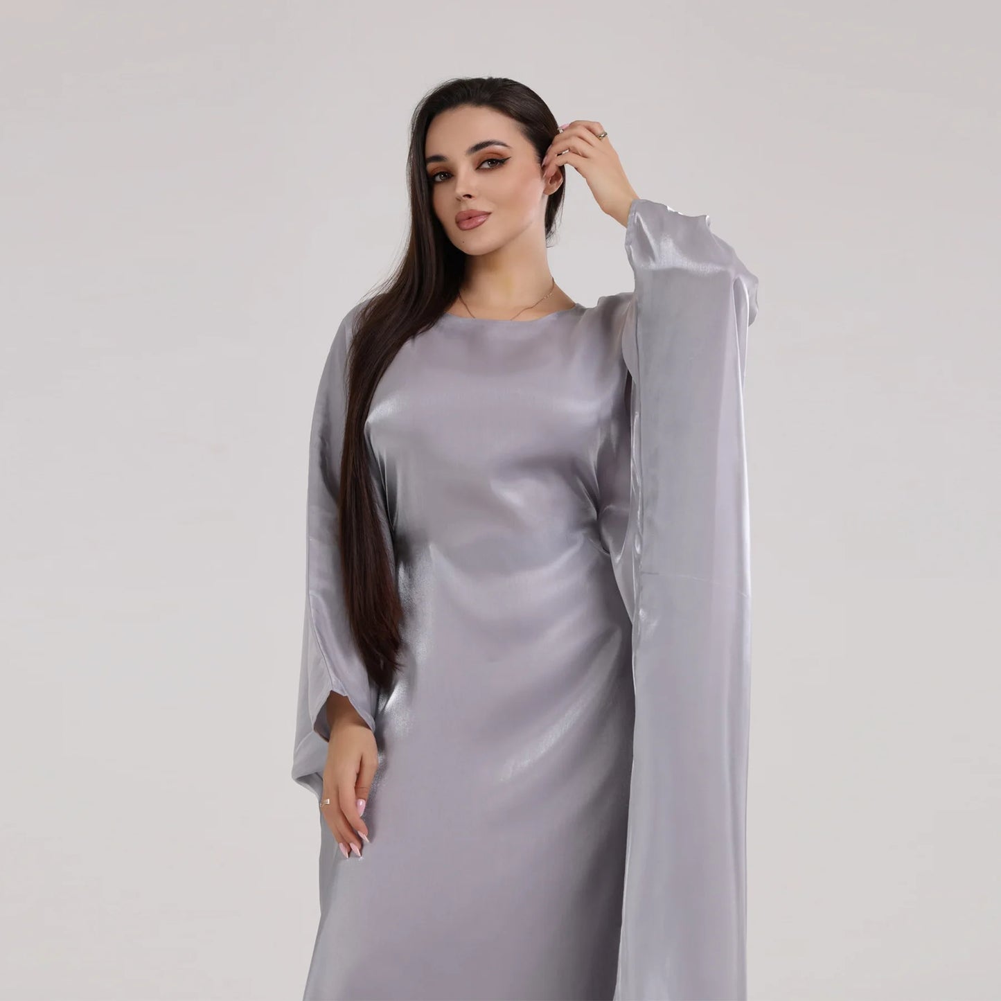 Shiny Abayas for Women Batwing Sleeve Muslim Prayer Dress Eid Djellaba Marocain Caftan Islam Jalabiya Kebaya Dubai Kaftan Gown